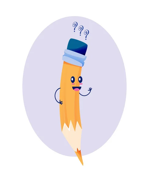 Шкільне смішне канцелярське приладдя. Щасливий радісний танцювальний олівець з обличчям . — стоковий вектор