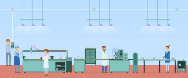 Fabrika, fabrika işçileri insanlar formunda yakınındaki teknolojik makine imalat.