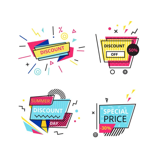 Set promotional stickers, banners, discount labels. Special offers, mega promo. — Stock Vector