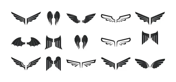 Set of different logos, icons of wings. Design elements, graphic. — Stock Vector