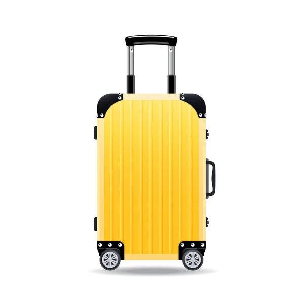 Kolorowe podróże realistyczne walizki, przypadkach, torby na bagaż podręczny, koła. — Wektor stockowy