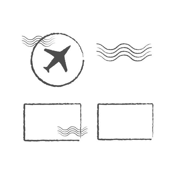 Modèle de timbres de voyage, sceaux de voyage. Marques de l'aéroport, filigranes . — Image vectorielle