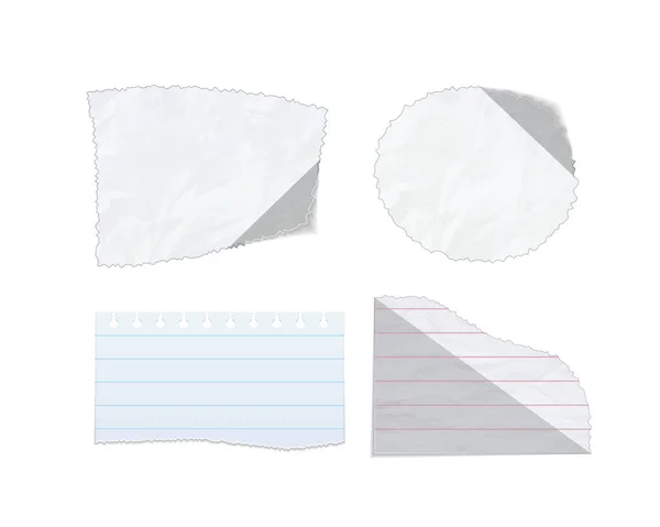 Conjunto de papel de sucatas, folhas de tetrad, papel de sucatas com sombras . — Vetor de Stock