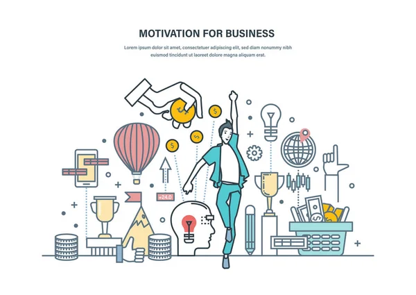 Motivation for business. Achievement of high goals, self-improvement, career growth. — Stock Vector