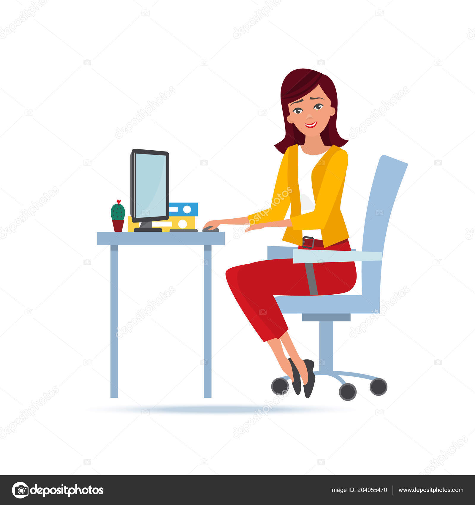 Young beautiful woman working cartoon character person in office work. Stock Vector Image by ©ideyweb #204055470 Young beautiful woman working cartoon character person in office work. Stock Vector Image by ©ideyweb #204055470