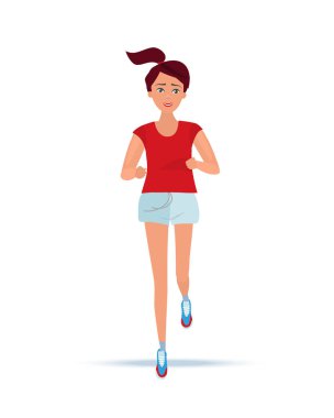 Yaz spor giyim, kız izle, alan atletizm nişanlı.