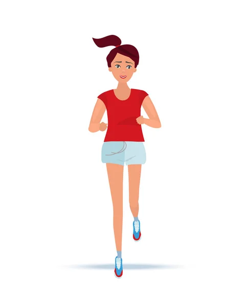 Chica en ropa deportiva de verano, se dedica a la pista, atletismo de campo . — Vector de stock