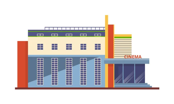 Fachada moderna del edificio del cine, estructura arquitectónica para la recreación, entretenimiento . — Vector de stock