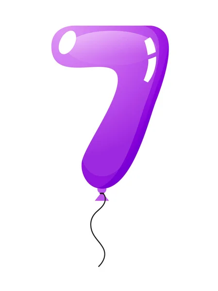 Beau ballon avec numéro sept rempli d'air ou d'hélium — Image vectorielle