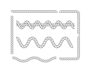 Deniz deniz mili ve döngüler kümesi. Kablo ip, bağlı, çözdü.