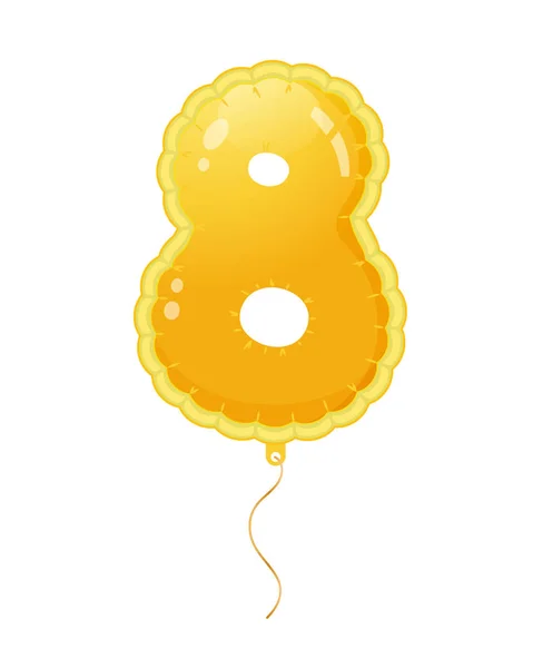 充满空气或氦的八号金色气球 — 图库矢量图片