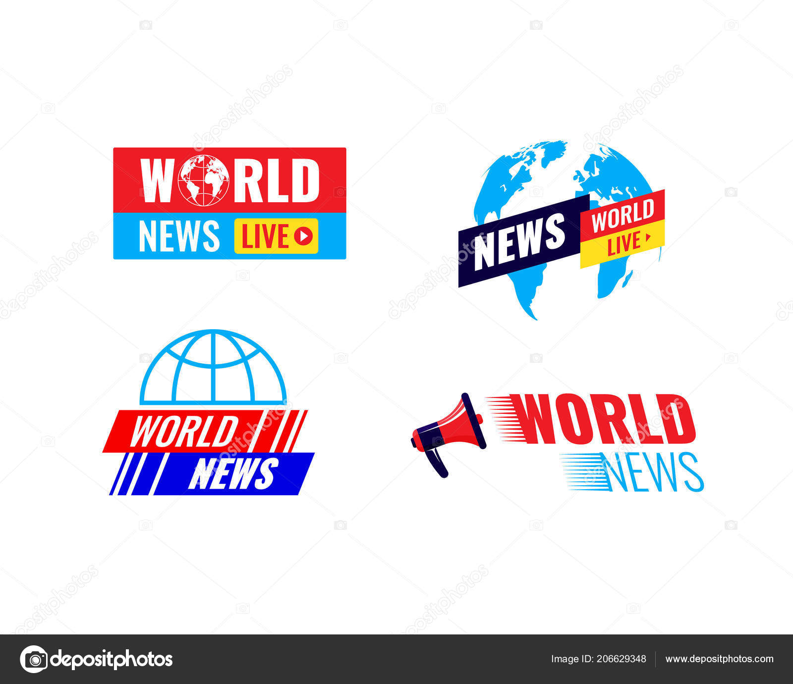 Set Of Logos Logotypes Fresh Breaking News Broadcast Speaker With World Live Social Media Emblems Earth Planet And Television Content Set Of Logos Logotypes Fresh Breaking News Broadcast Speaker With World Live Social Media Emblems Earth Planet And Television Content