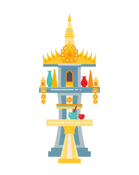 Traditional rustic Thai house of spirits land San Phra Phum. — Stock Vector