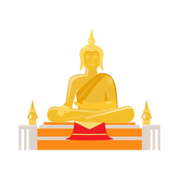 Estatua de oro de Buda, concepto de estado de perfección espiritual . — Vector de stock