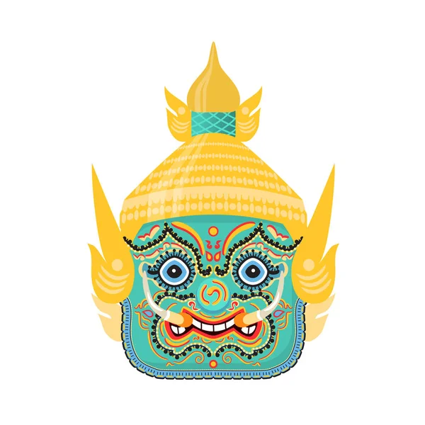 Thailand traditional colorful Hua Khon spirit of dragon mask. — Stock Vector