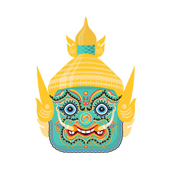 Thailand traditional colorful Hua Khon spirit of dragon mask.