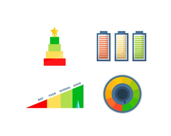 Indicatoren van credit score, goedkeuring van solvabiliteit en kredietwaardigheid. — Stockvector