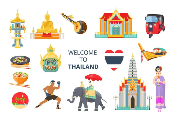 Willkommen in Thailand. Traditionen und Kultur Thailands. — Stockvektor