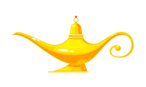 Lâmpada mágica realista dourada bonita. Realização de desejos, cultura oriental . —  Vetores de Stock