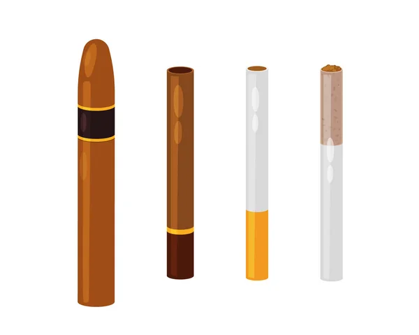 Charuto, cigarro, cigarrilha, rolo com tabaco em forma de pó . —  Vetores de Stock