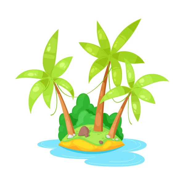 Hermosa isla tropical en el océano con palmeras y plantas . — Vector de stock