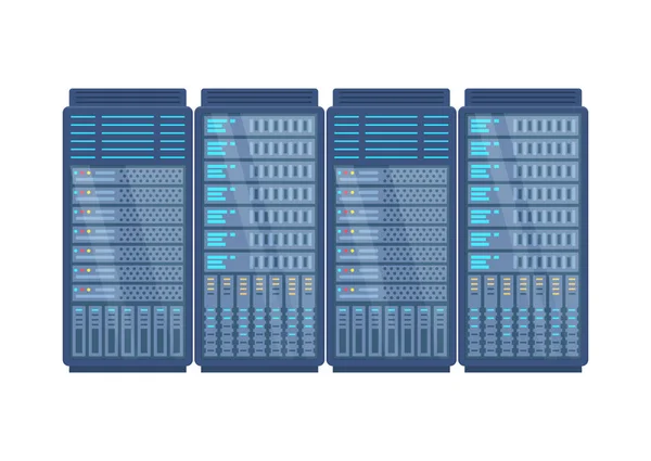 Server rack, netwerk station, database hosting, opslag, cloud opslag, beheer. — Stockvector