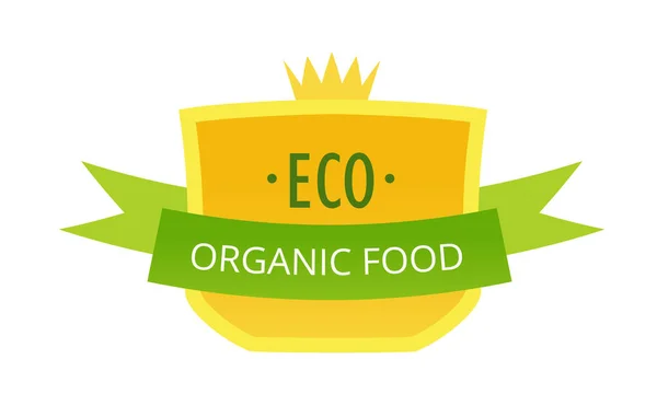Productos naturales ecológicos en el mercado alimentario, granja, etiquetas biológicas, etiquetas . — Vector de stock