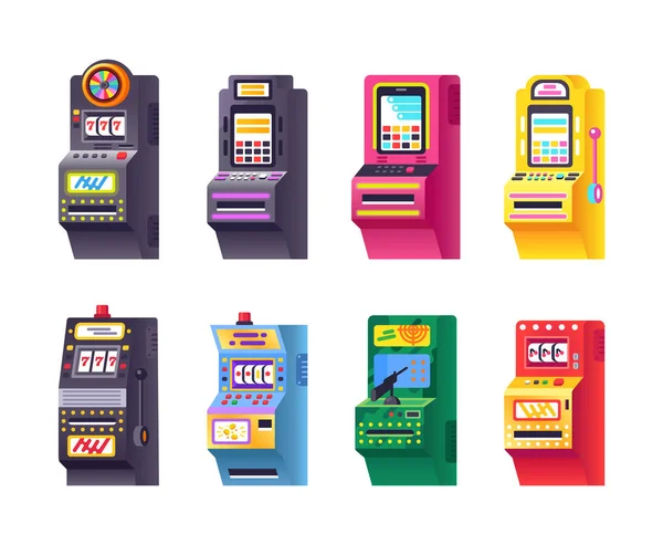 Jeu de machines à sous virtuelles électroniques, jeu automatique, roulettes, casino . — Image vectorielle