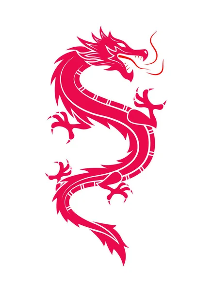 Chinesischer Drache, Symbol für Güte, Macht, Stärke, mythologisches Fantasiewesen. — Stockvektor