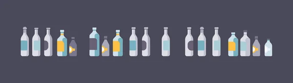 Алкогольні напої, шаблон скляних пляшок, алкогольний напій з кепками . — стоковий вектор