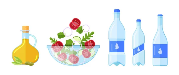Dieet voedsel, salade van boeren ecologisch schoon natuurproducten. — Stockvector