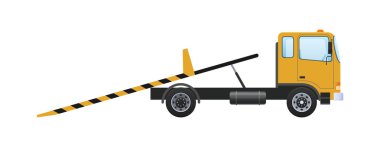 Platform, geri çekilebilir rampaları ile kaldırma araç sürme ile çekici.