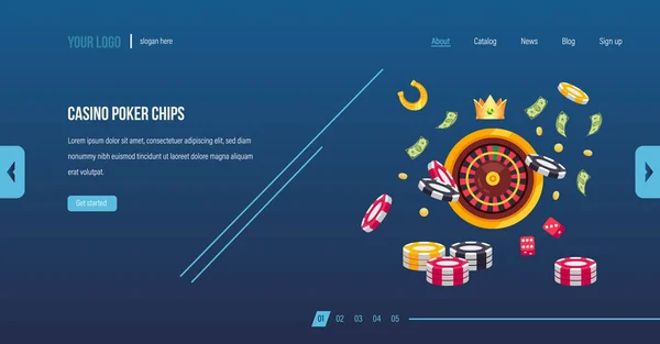 Casino fichas de póquer. Juego de casino de poker, dados, ruleta, juegos de azar . — Vector de stock