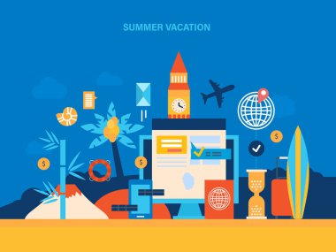 Yaz tatili. Tropik bölgelerde dinlenmek, deniz gezisine yaz, plaj.