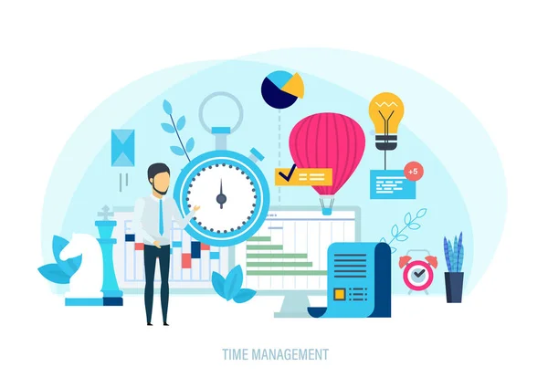 Time management, integrated approach to distribution priority of tasks, planning. — Stock Vector