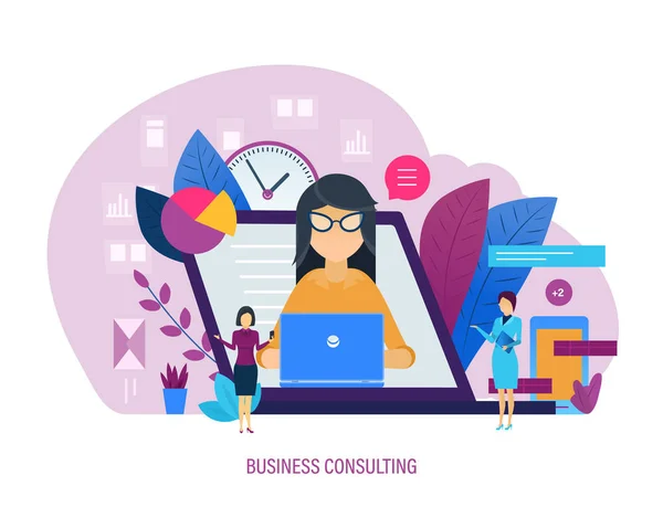 Business consulting. Operatör, anställd dygnet runt online teknisk support. — Stock vektor