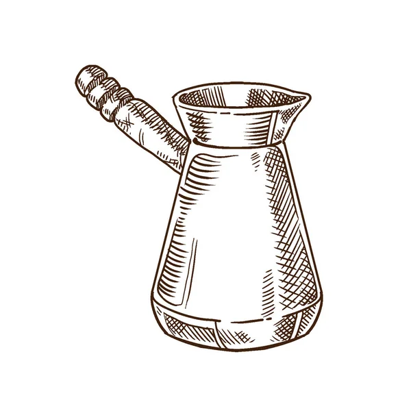Καφές και τσάι πάρτυ έννοια. Παραδοσιακό μεταλλικό μπρίκι. — Διανυσματικό Αρχείο
