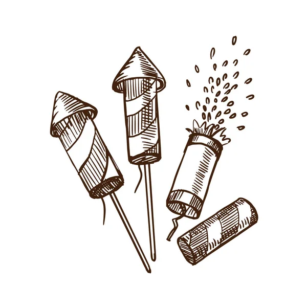 庆典和重要活动的节庆火箭和烟花. — 图库矢量图片