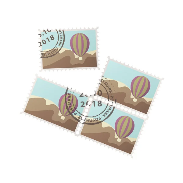 A postai bélyegek a levelek, borítékok, formák. Expressz kézbesítés, futár szolgálat. — Stock Vector