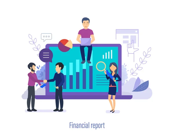 Relatório financeiro. Análise de caixa, planejamento de negócios, contabilidade e auditoria . — Vetor de Stock