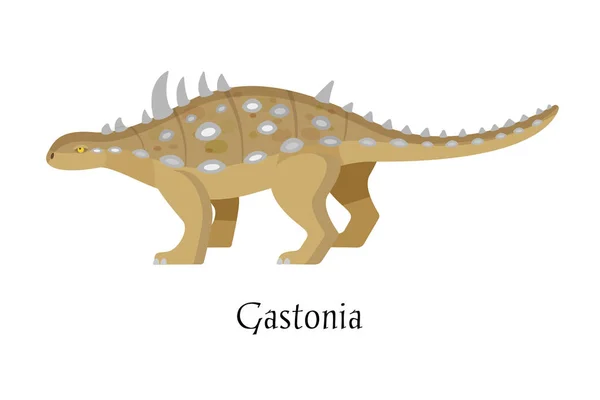 Dávných prehistorických zvířat dinosaurus. Velké pozemní divoké dravé zvíře Gastonia. — Stockový vektor