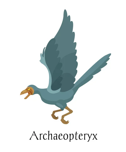 Antigos dinossauros animais pré-históricos. Dinossauro de ar selvagem grande Archaeopteryx . — Vetor de Stock