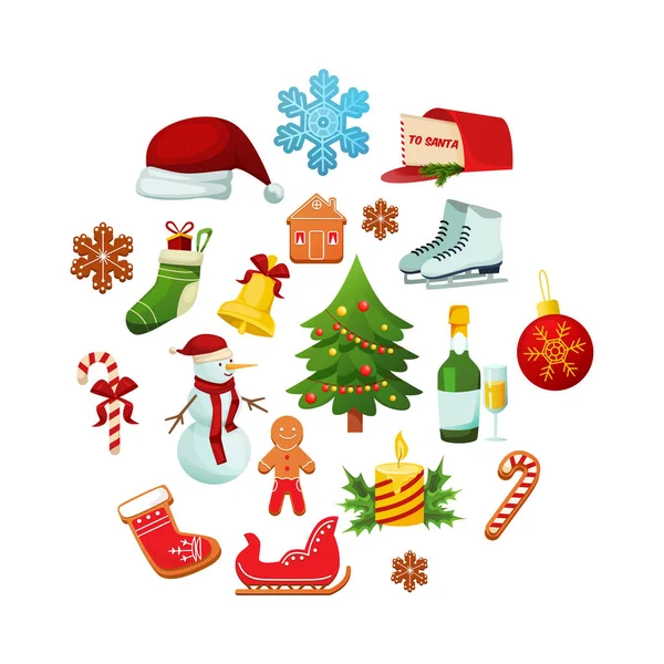 Christmas holiday winter objects for new year. — Stock Vector