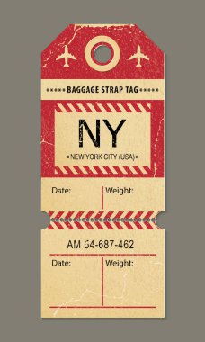 Vintage Bagaj etiketi, retro seyahat New york city, ülke etiket.