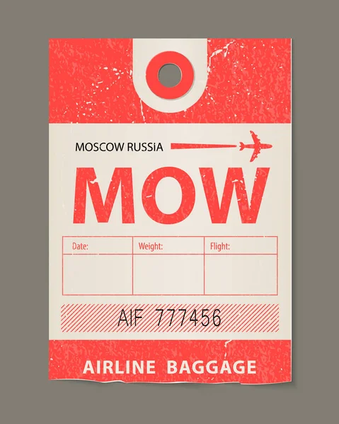 Etiqueta de bagagem vintage, viagem retro vintage Moscou etiqueta do país Rússia . — Vetor de Stock