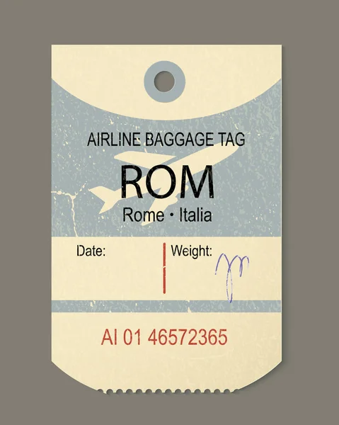 Etiqueta de bagagem vintage, viagem retro vintage Roma italia, etiqueta do país . — Vetor de Stock