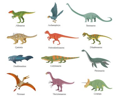 Hava sahası içinde yerde, suda yaşayan dinozorlar kümesi.