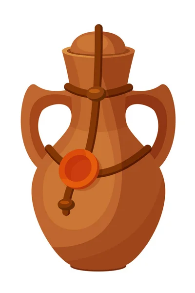 Decorative earthenware jug for drinks on religious holiday of Hanukkah. — Stock Vector