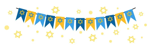 Dísztárgy Elemek Üdvözlőkártya Zászlók Díszek Ünnep Hanukkah Formájában Ünnepi Dekoráció — Stock Vector