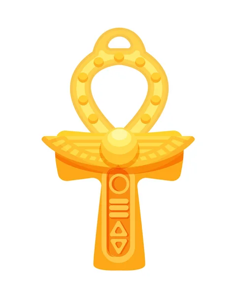 Antica croce sacra in oro egizio con anello Ankh . — Vettoriale Stock